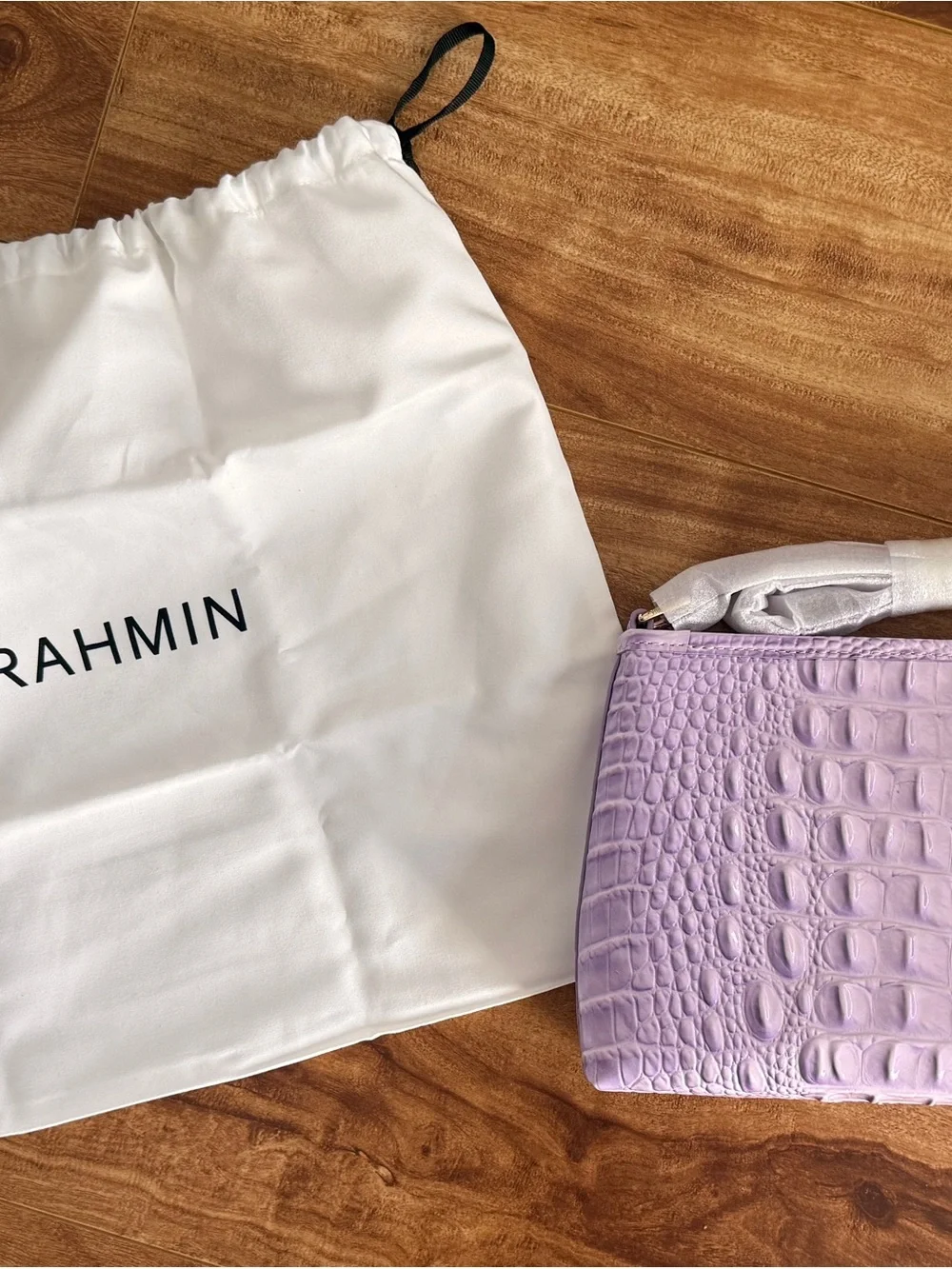 NWT Brahmin Lavender Croc Embossed Leather Shoulder Crossbody Bag w/ Dust Bag
